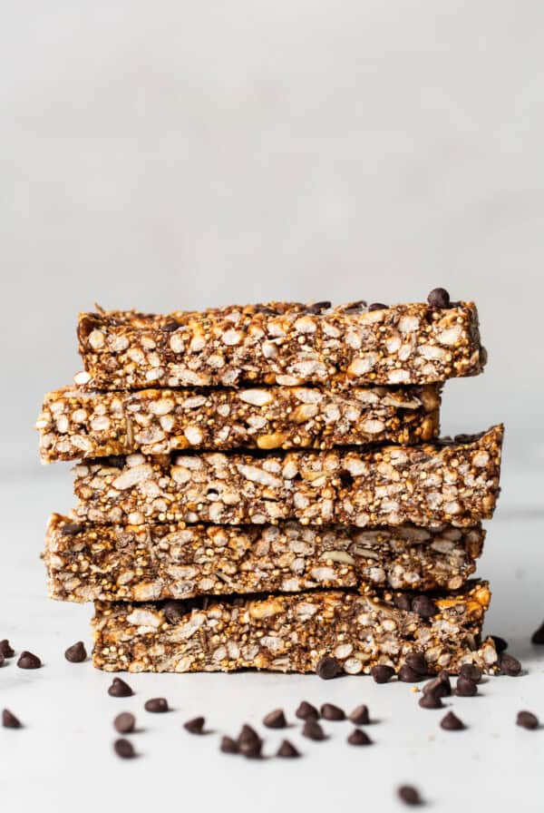 Stacked nut and coconut bars.