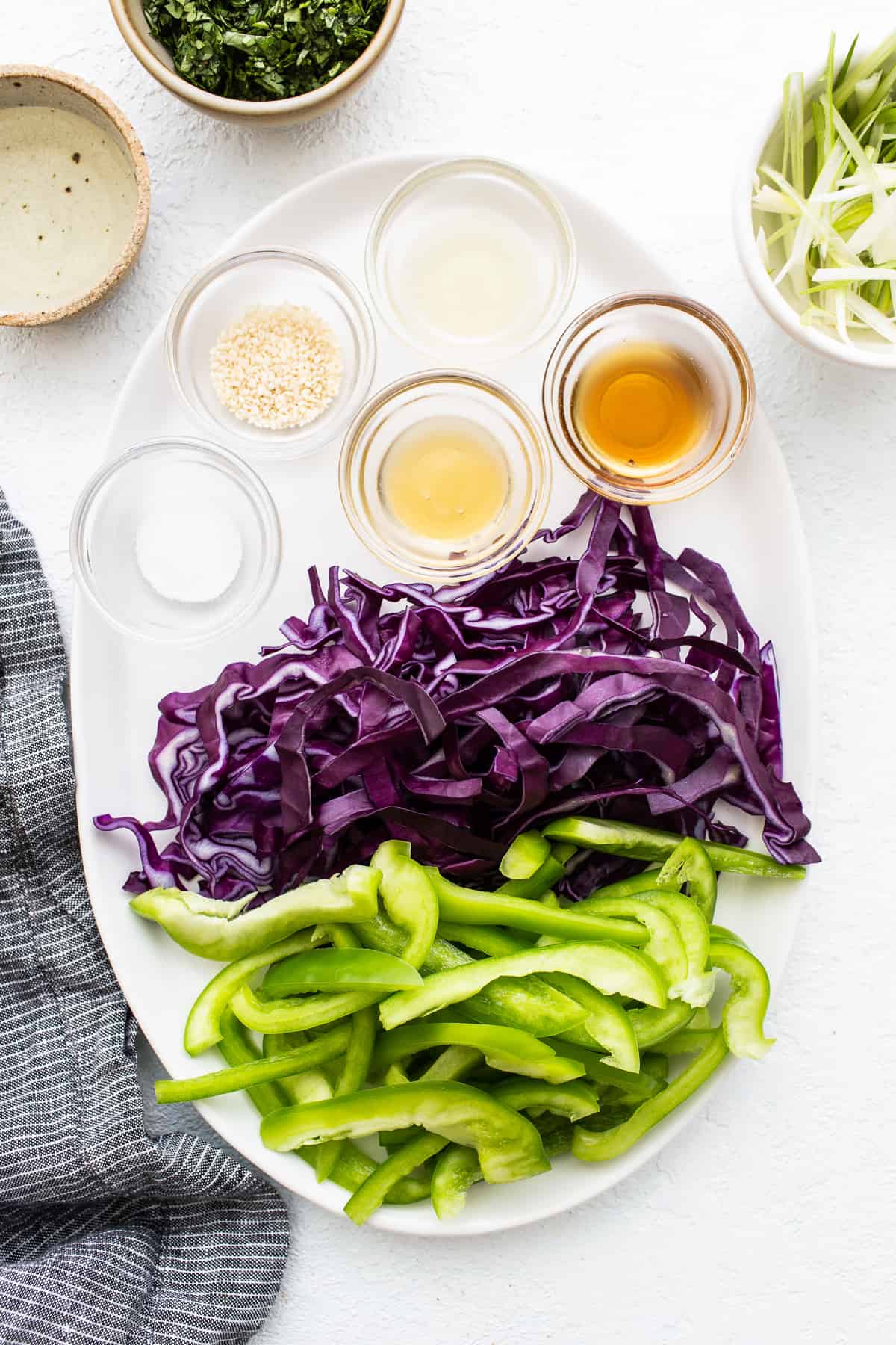 Sliced vegetables on a plate. 