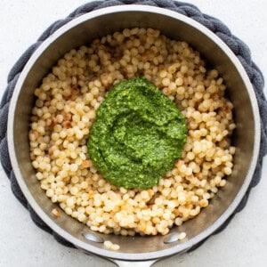 Couscous with kale pesto.