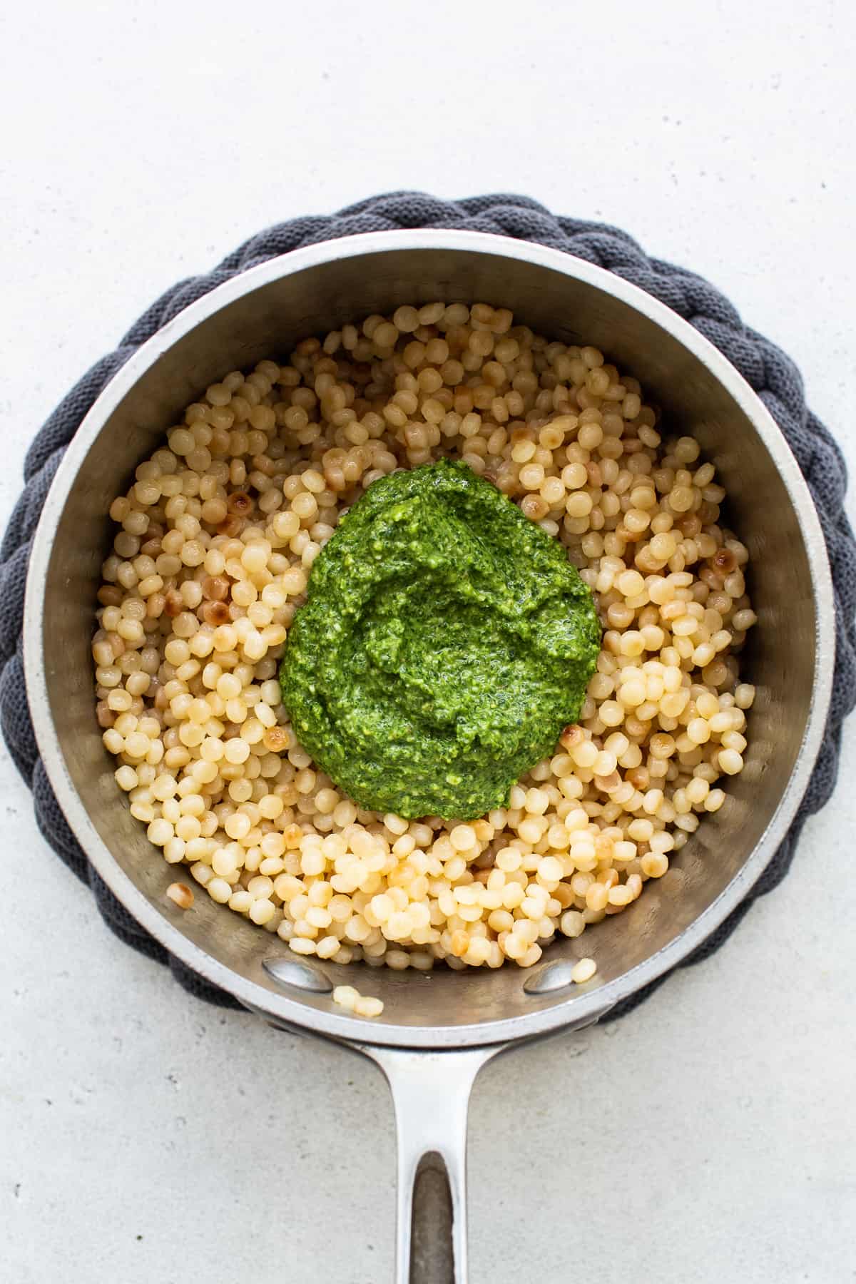 Couscous with kale pesto.