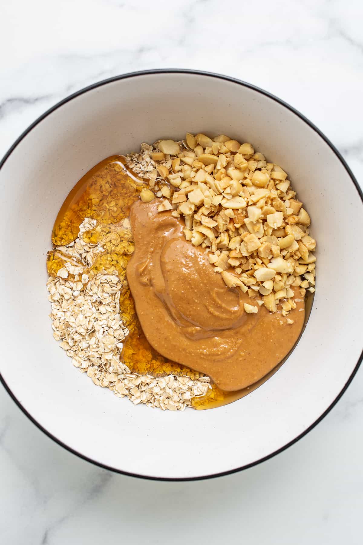 Oat cup ingredients in a bowl.