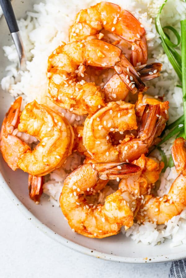 Spicy garlic prawns.