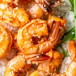 Spicy garlic prawns.