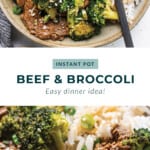 A recipe for beef and broccoli on a plate.