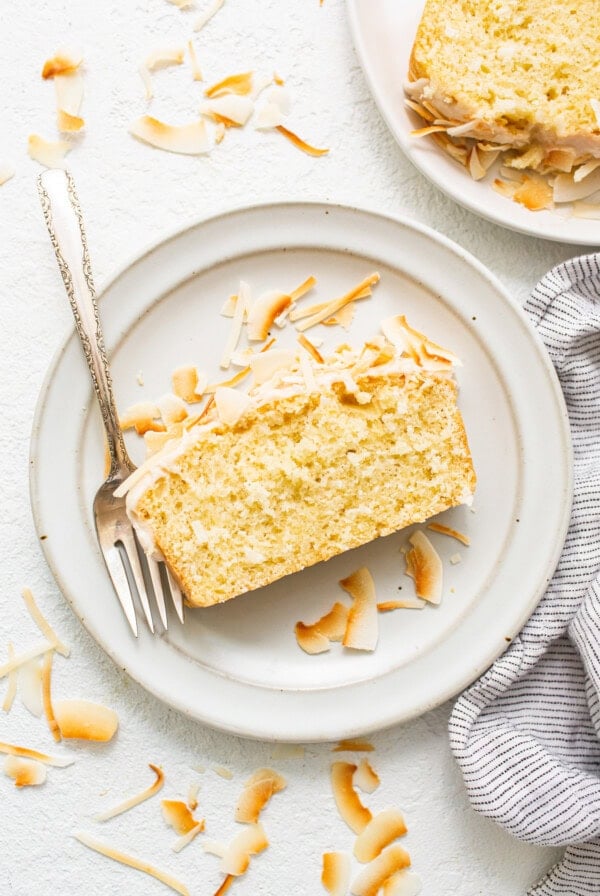 coconut loaf on plate.