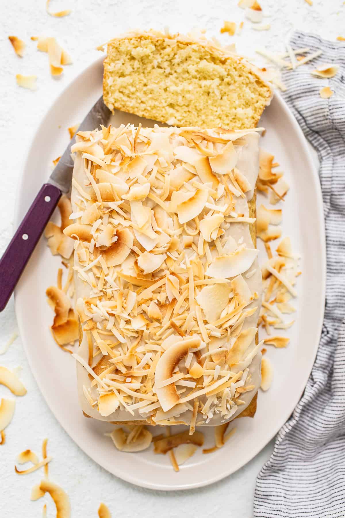 coconut loaf on plate.