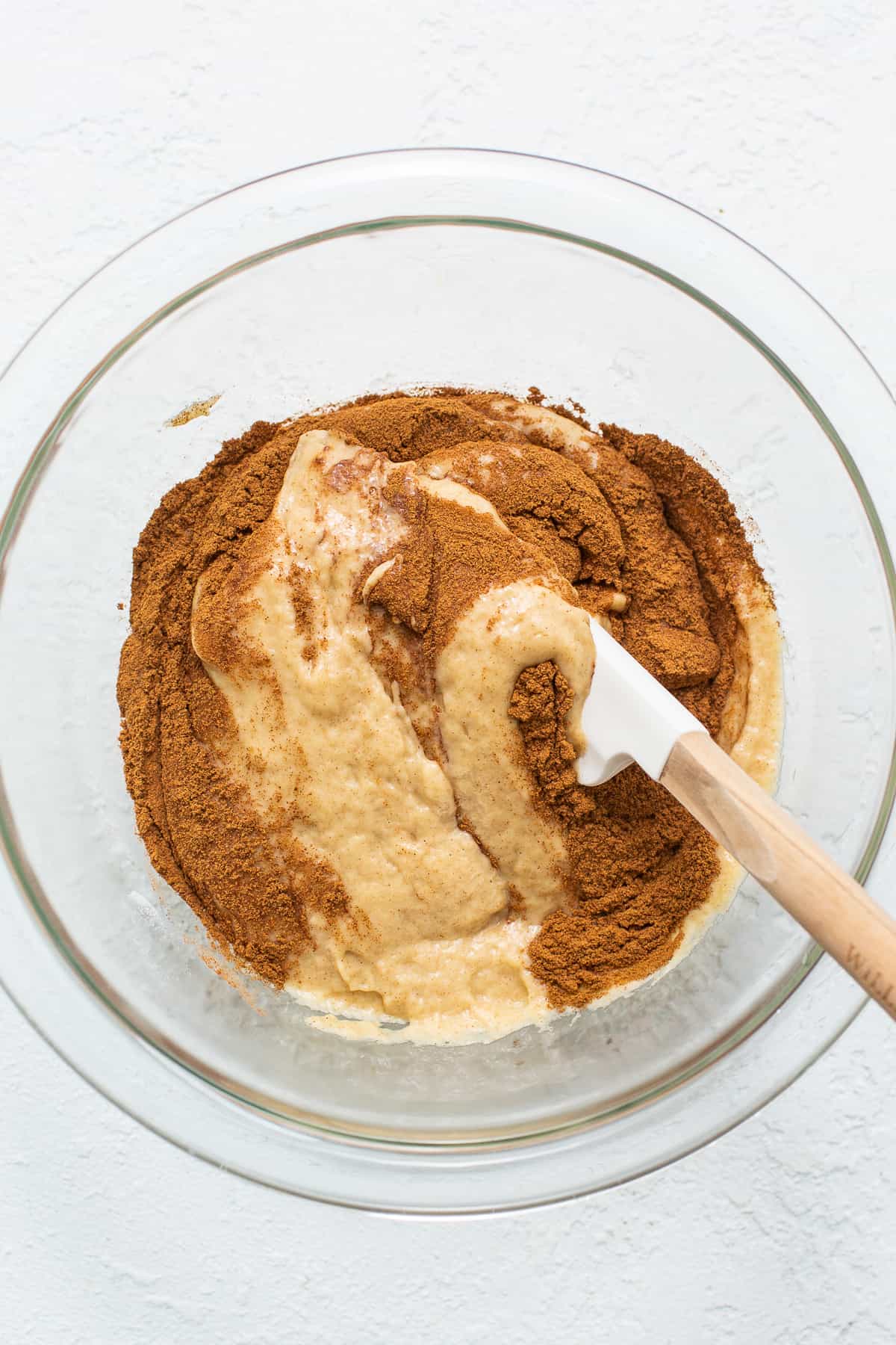 Coffee cake batter with cinnamon. 