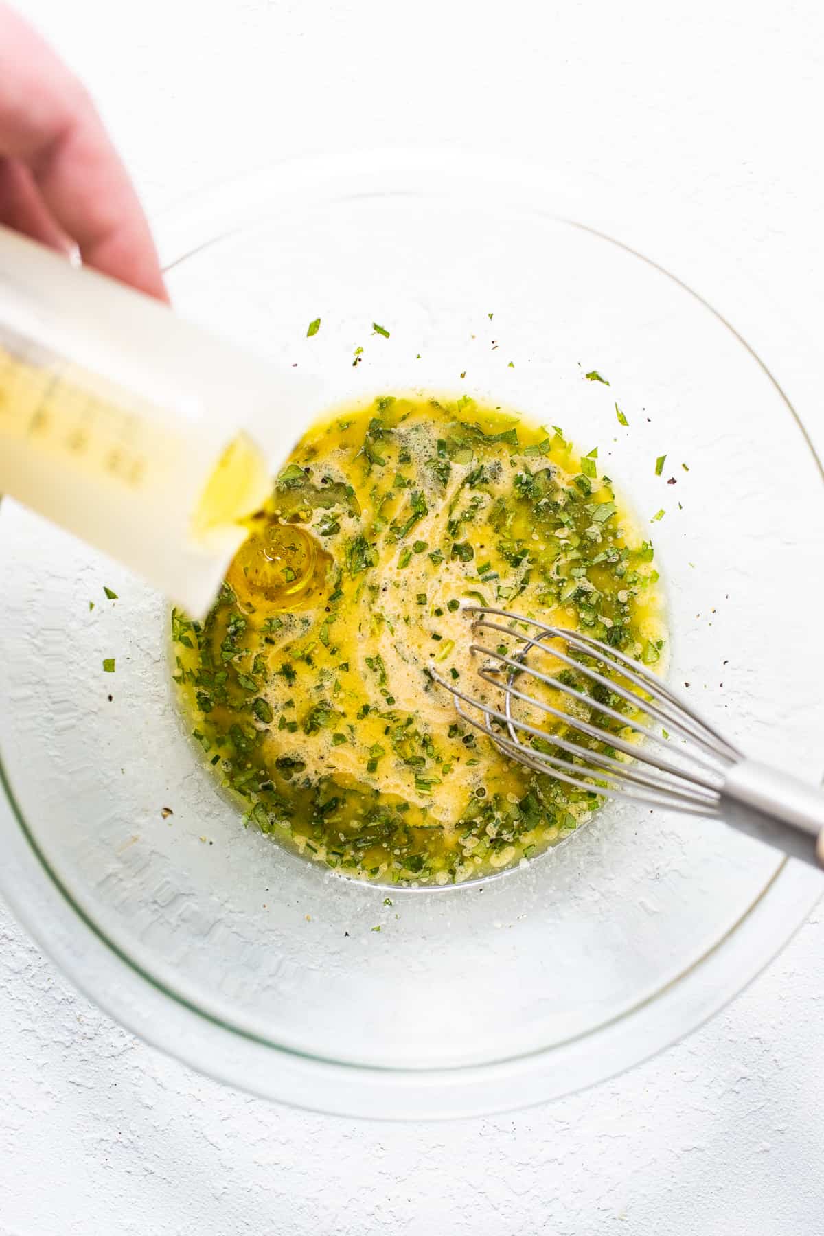 dressing whisked in bowl.