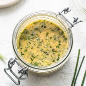 hummus dressing in jar.