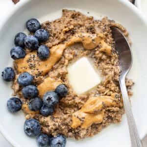 Porridge in a bowl.