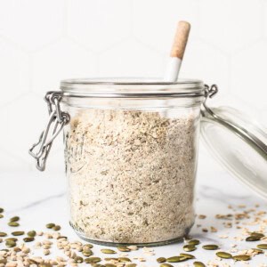 Porridge mix in a jar.