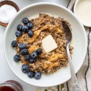 Porridge in a bowl.