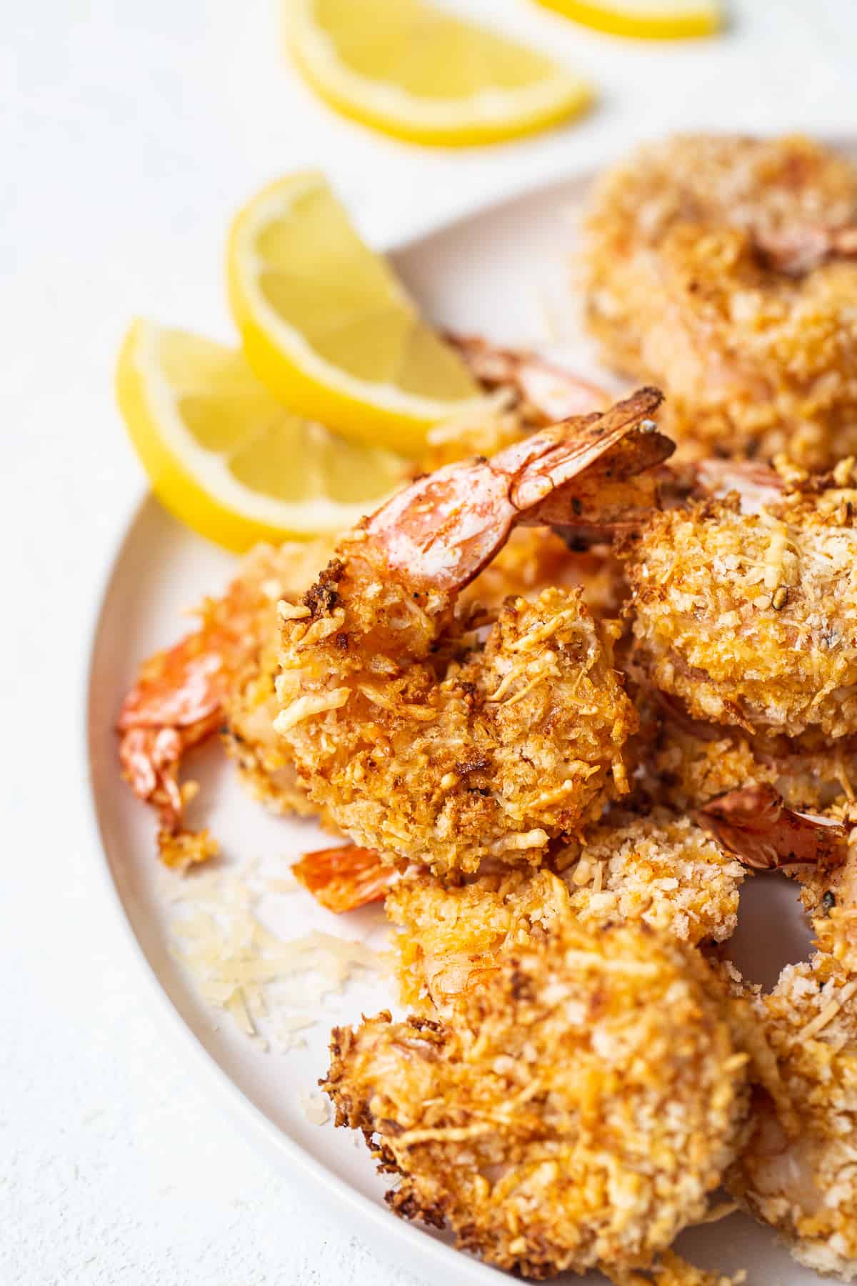 Air fryer shrimp on a plate.