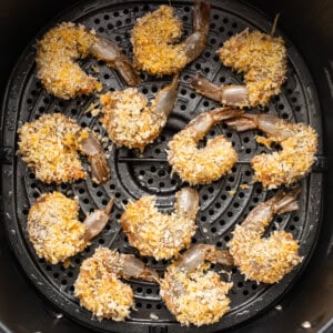 Fried shrimp in an air fryer.