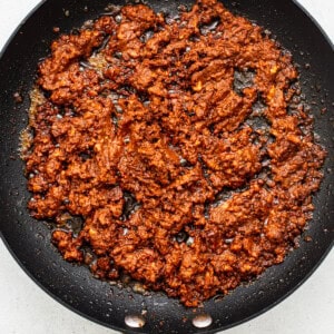 chorizo in skillet.