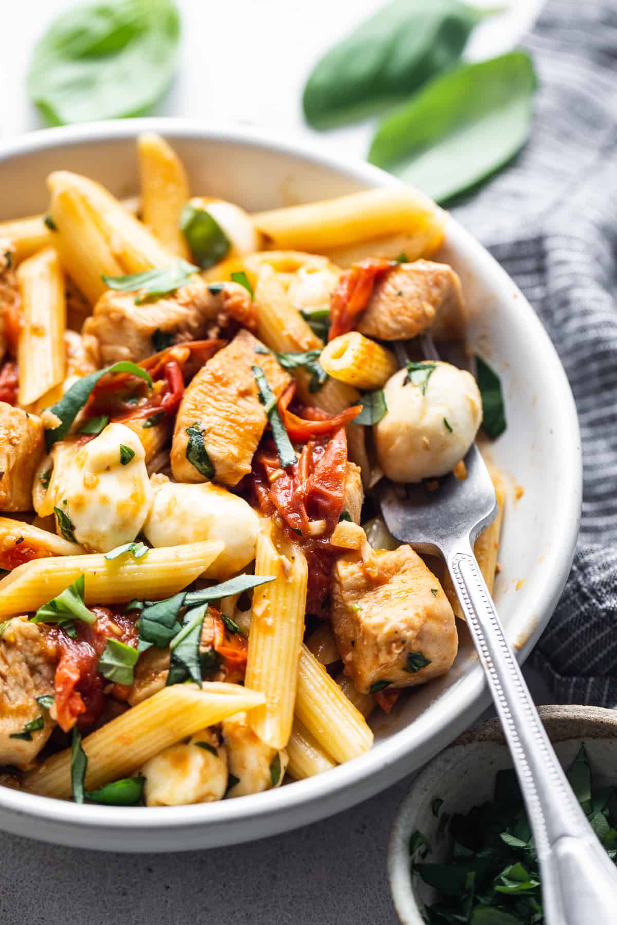 chicken pasta in bowl.