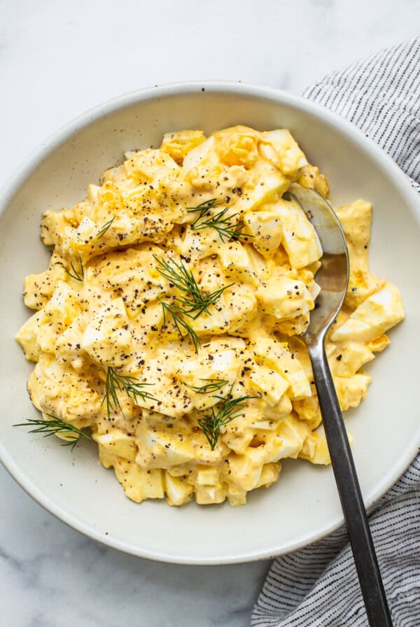 egg salad in bowl.