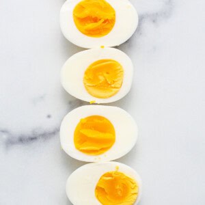 hard boiled eggs on counter.