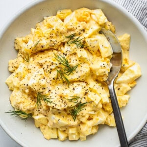 egg salad in bowl.