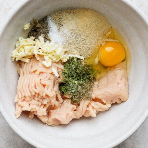 meatball ingredients in bowl.