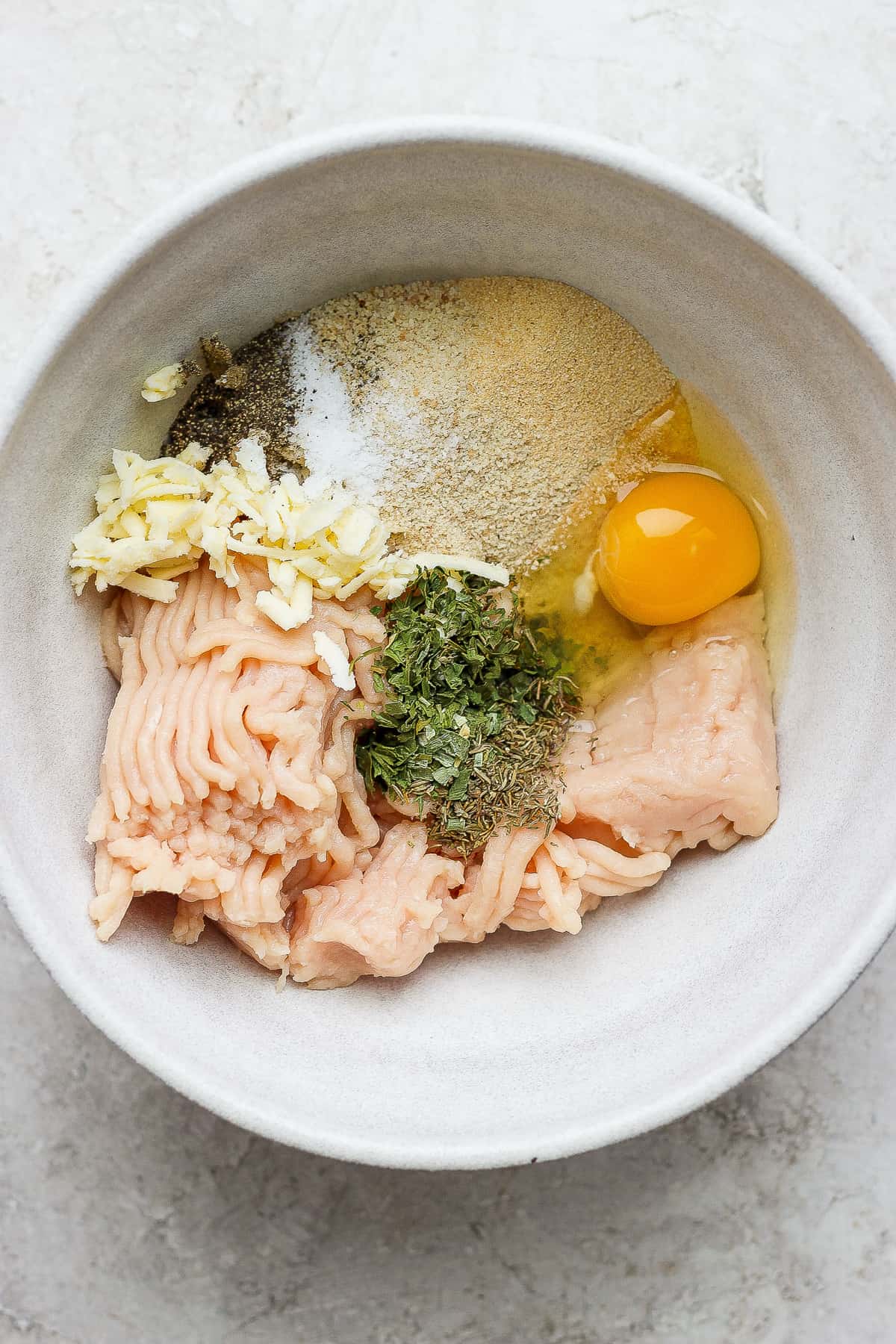 meatball ingredients in bowl.