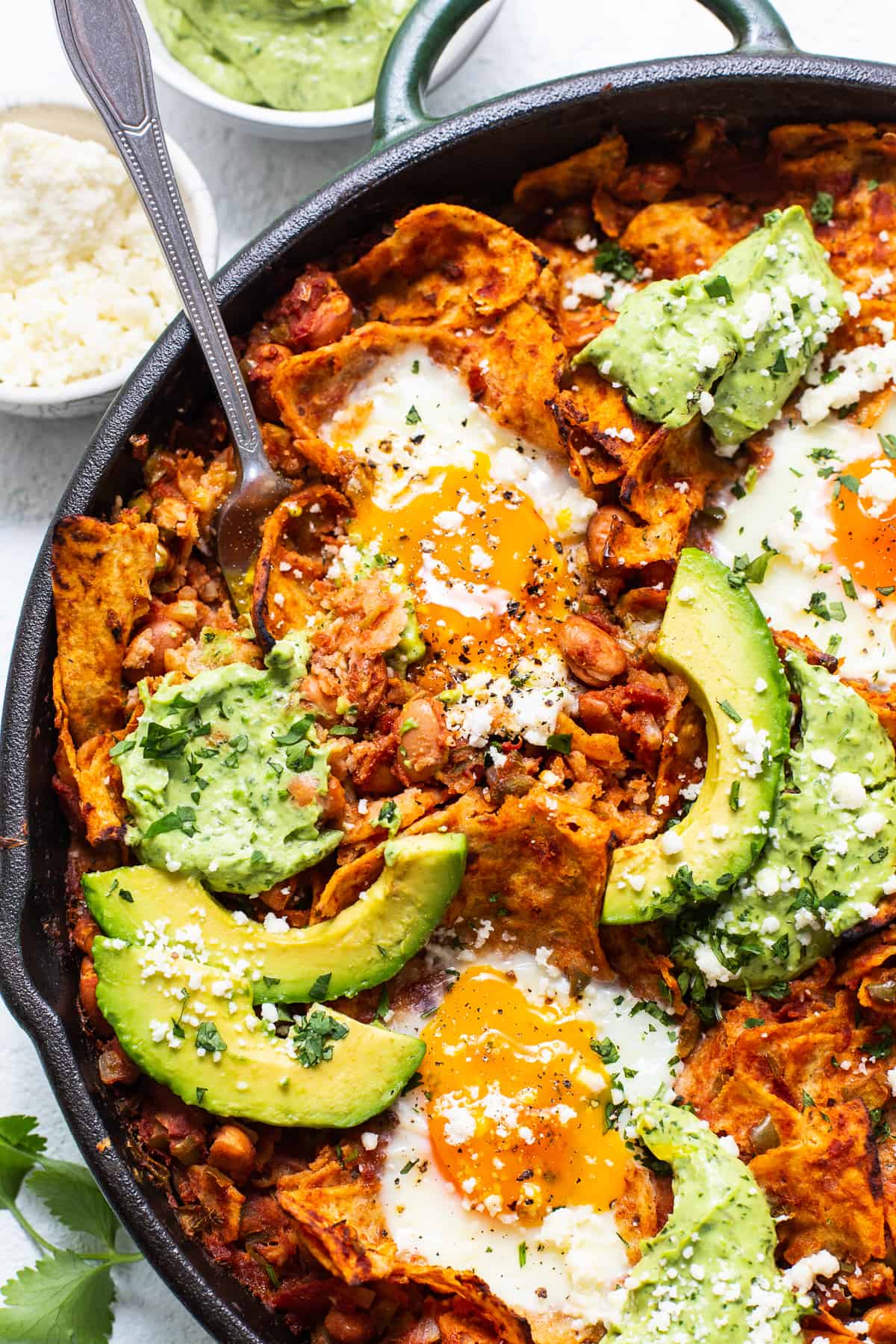 chilaquiles in cast iron.