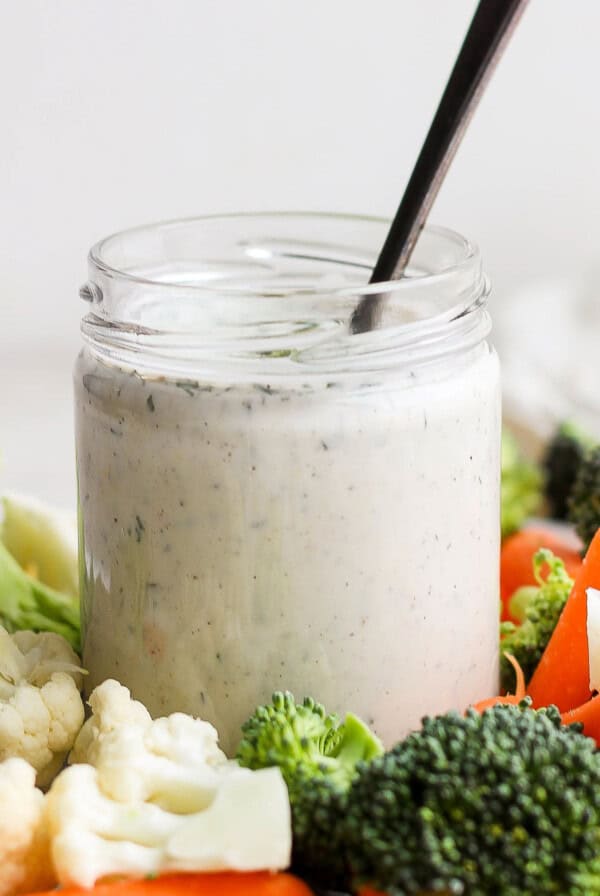 ranch dressing in jar.