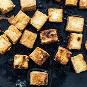 cooking tofu.