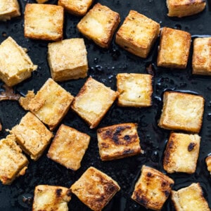 cooking tofu.