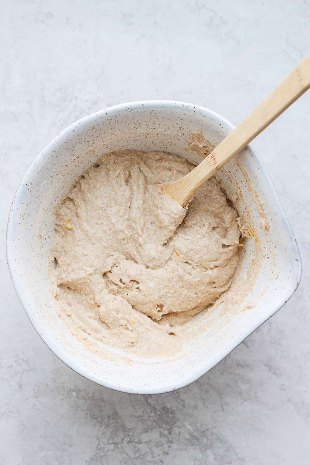 pancake batter in bowl.