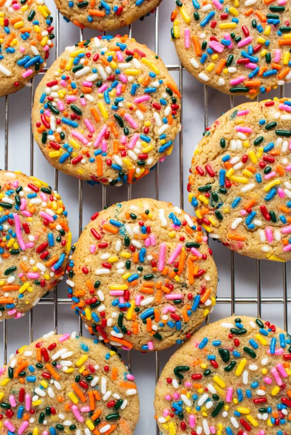 cookies on metal rack.