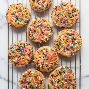 cookies on metal rack.