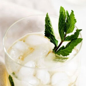 mint julep in glass.