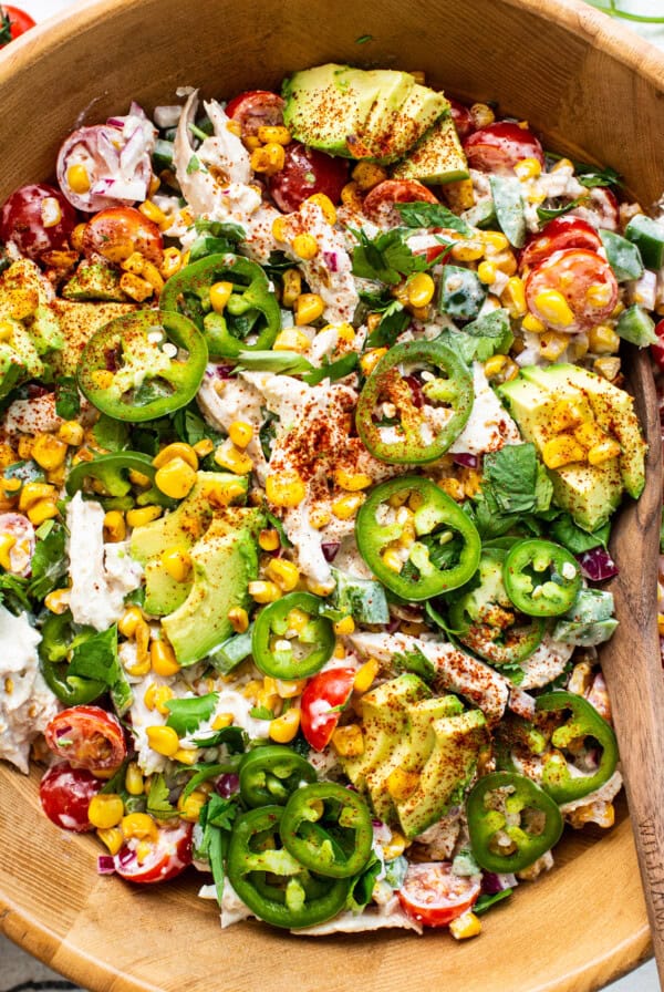 pasta salad in bowl.