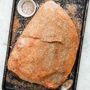 Dry rub on ham.