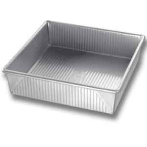 An aluminum coffee cake pan.