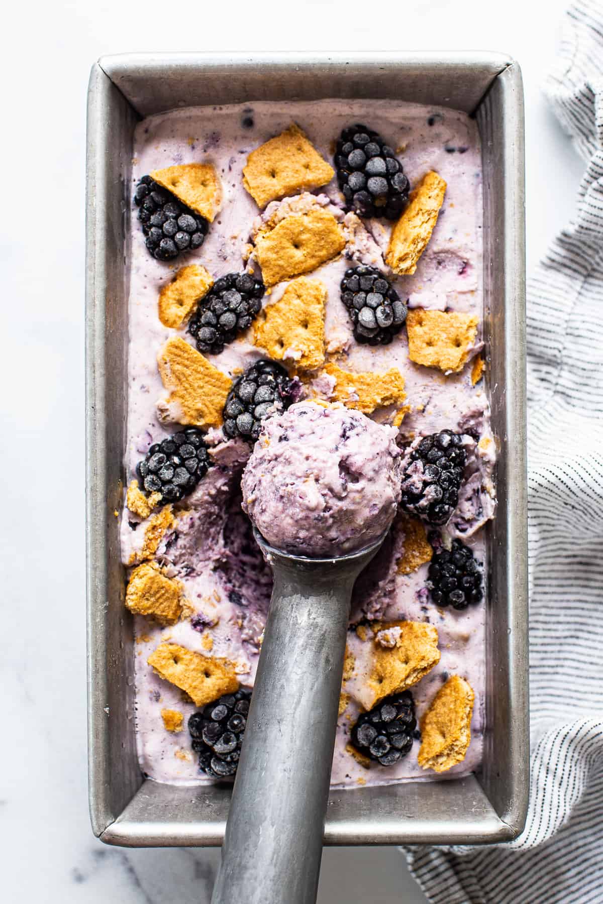 ice cream in bread pan.