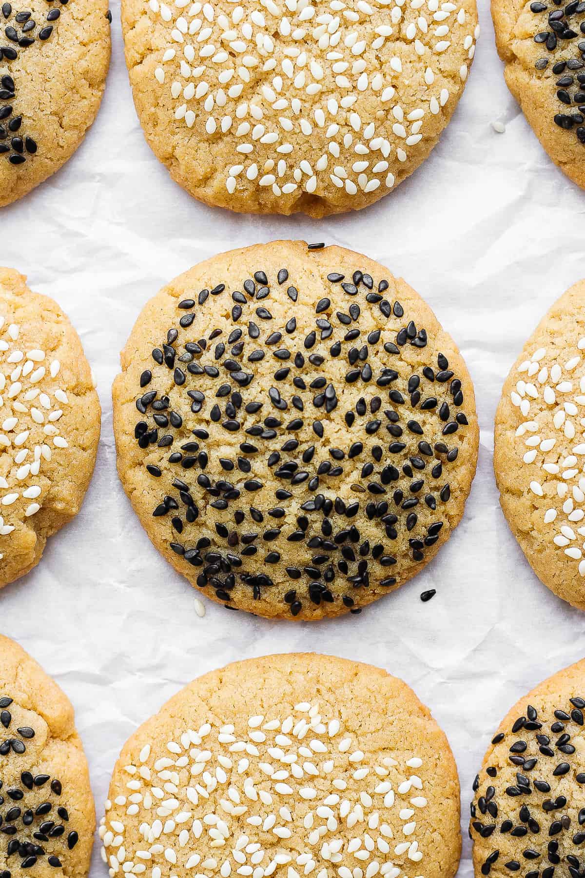 sesame cookies with black sesame seeds.