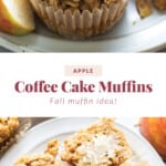 apple coffee cake muffins on a plate.