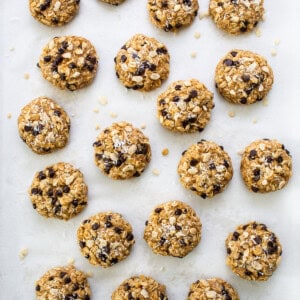 Chocolate chip cookies on a baking sheet.