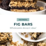 Oatmeal fig bars on a plate.